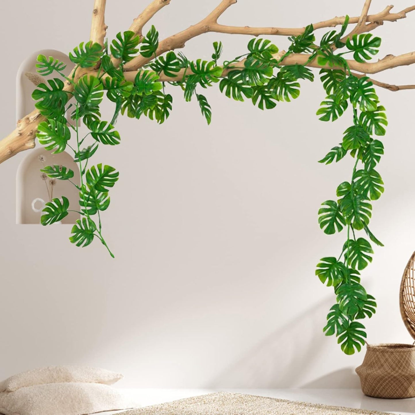 Artificial Large Palm Leaves Tree Plants 29in UV Resistant Greenery | Faux Tropical Monstera Turtle Leaf for Indoor Outdoor Home Garden Hawaiian Luau Jungle Beach Party Spring Summer Decoration