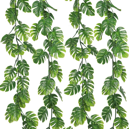 Artificial Large Palm Leaves Tree Plants 29in UV Resistant Greenery | Faux Tropical Monstera Turtle Leaf for Indoor Outdoor Home Garden Hawaiian Luau Jungle Beach Party Spring Summer Decoration