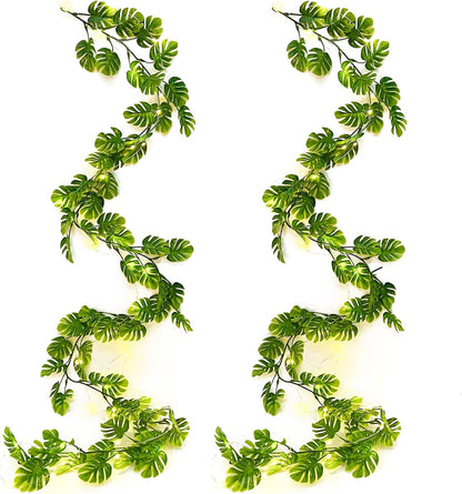 Artificial Large Palm Leaves Tree Plants 29in UV Resistant Greenery | Faux Tropical Monstera Turtle Leaf for Indoor Outdoor Home Garden Hawaiian Luau Jungle Beach Party Spring Summer Decoration