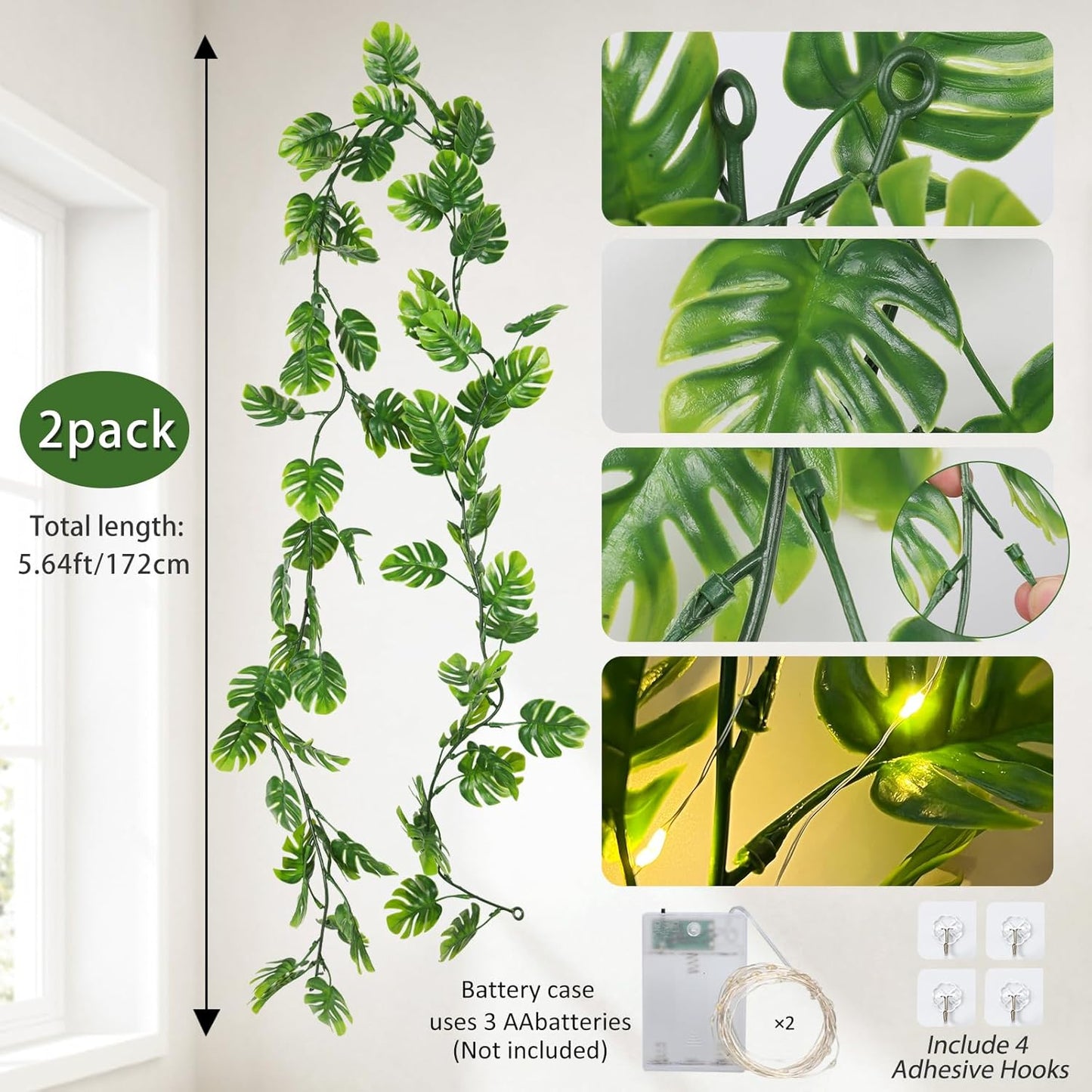 Artificial Large Palm Leaves Tree Plants 29in UV Resistant Greenery | Faux Tropical Monstera Turtle Leaf for Indoor Outdoor Home Garden Hawaiian Luau Jungle Beach Party Spring Summer Decoration