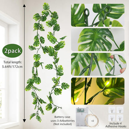Artificial Large Palm Leaves Tree Plants 29in UV Resistant Greenery | Faux Tropical Monstera Turtle Leaf for Indoor Outdoor Home Garden Hawaiian Luau Jungle Beach Party Spring Summer Decoration