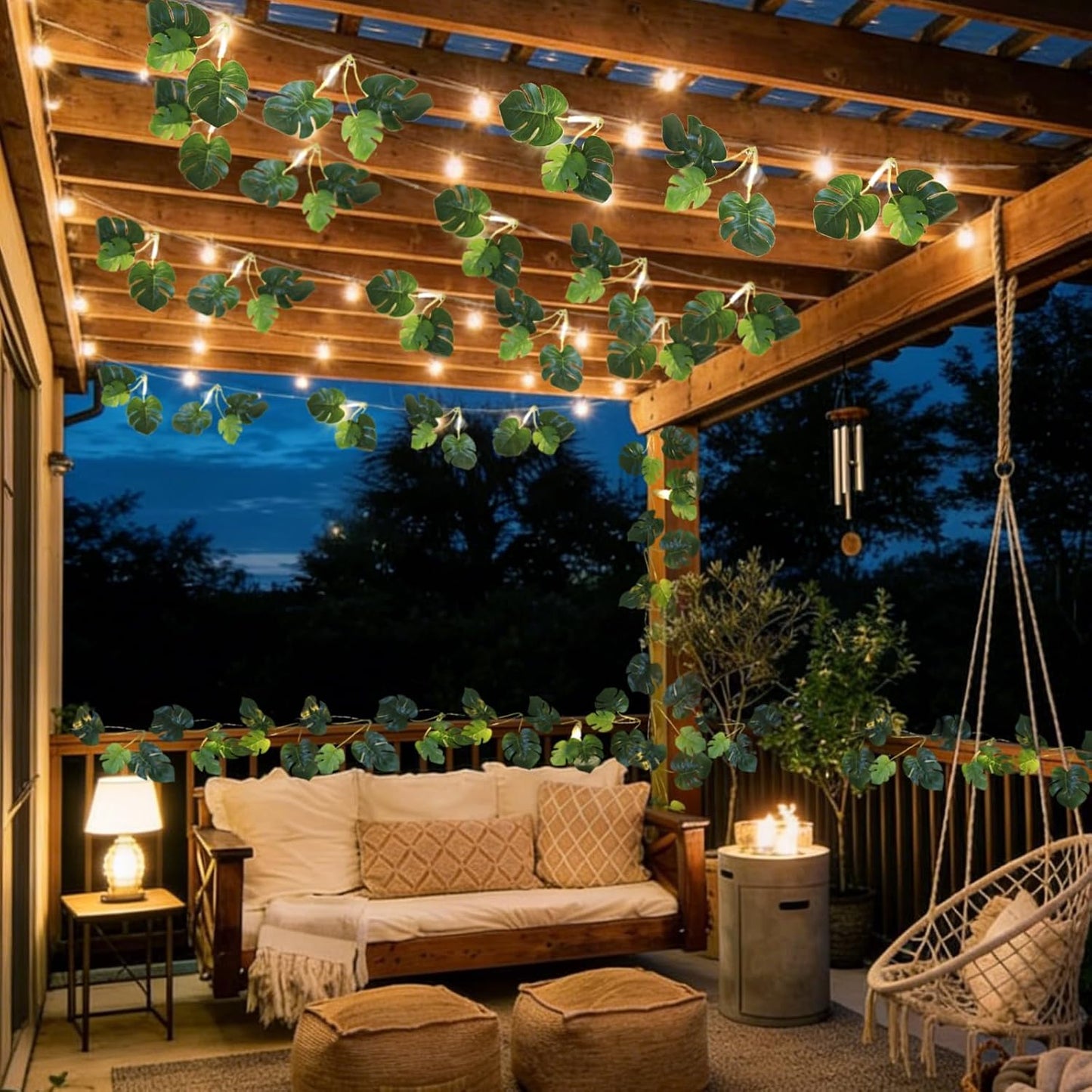 Artificial Large Palm Leaves Tree Plants 29in UV Resistant Greenery | Faux Tropical Monstera Turtle Leaf for Indoor Outdoor Home Garden Hawaiian Luau Jungle Beach Party Spring Summer Decoration