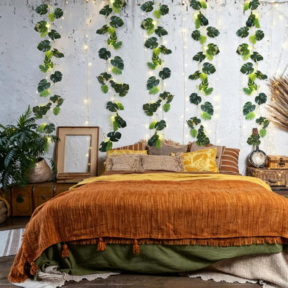 Artificial Large Palm Leaves Tree Plants 29in UV Resistant Greenery | Faux Tropical Monstera Turtle Leaf for Indoor Outdoor Home Garden Hawaiian Luau Jungle Beach Party Spring Summer Decoration