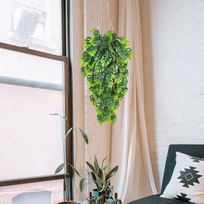 Artificial Large Palm Leaves Tree Plants 29in UV Resistant Greenery | Faux Tropical Monstera Turtle Leaf for Indoor Outdoor Home Garden Hawaiian Luau Jungle Beach Party Spring Summer Decoration