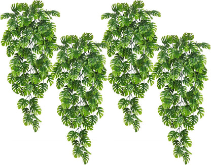 Artificial Large Palm Leaves Tree Plants 29in UV Resistant Greenery | Faux Tropical Monstera Turtle Leaf for Indoor Outdoor Home Garden Hawaiian Luau Jungle Beach Party Spring Summer Decoration