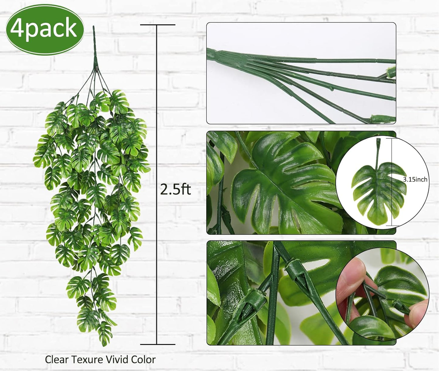 Artificial Large Palm Leaves Tree Plants 29in UV Resistant Greenery | Faux Tropical Monstera Turtle Leaf for Indoor Outdoor Home Garden Hawaiian Luau Jungle Beach Party Spring Summer Decoration