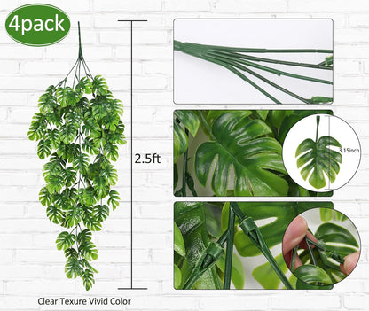 Artificial Large Palm Leaves Tree Plants 29in UV Resistant Greenery | Faux Tropical Monstera Turtle Leaf for Indoor Outdoor Home Garden Hawaiian Luau Jungle Beach Party Spring Summer Decoration