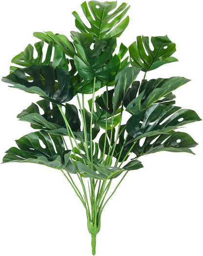 Artificial Large Palm Leaves Tree Plants 29in UV Resistant Greenery | Faux Tropical Monstera Turtle Leaf for Indoor Outdoor Home Garden Hawaiian Luau Jungle Beach Party Spring Summer Decoration