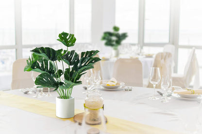Artificial Large Palm Leaves Tree Plants 29in UV Resistant Greenery | Faux Tropical Monstera Turtle Leaf for Indoor Outdoor Home Garden Hawaiian Luau Jungle Beach Party Spring Summer Decoration
