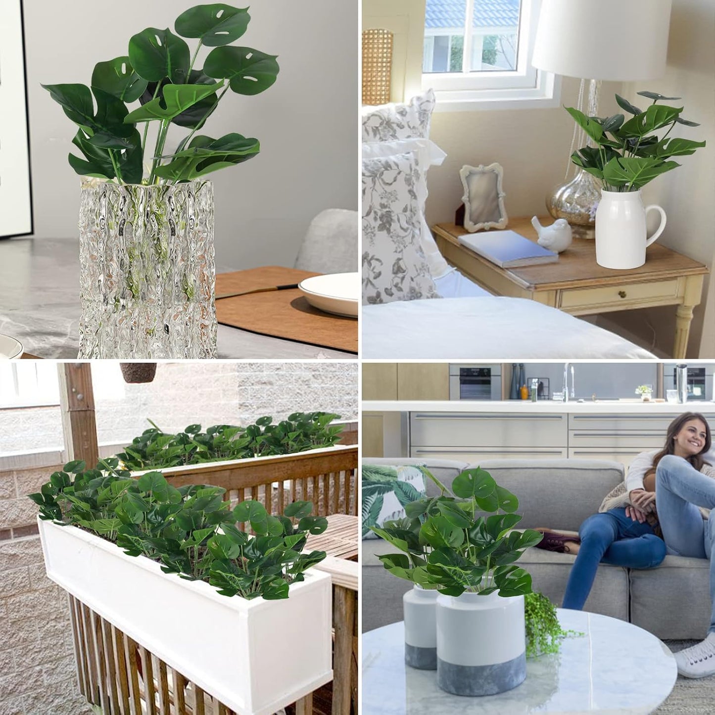 Artificial Large Palm Leaves Tree Plants 29in UV Resistant Greenery | Faux Tropical Monstera Turtle Leaf for Indoor Outdoor Home Garden Hawaiian Luau Jungle Beach Party Spring Summer Decoration
