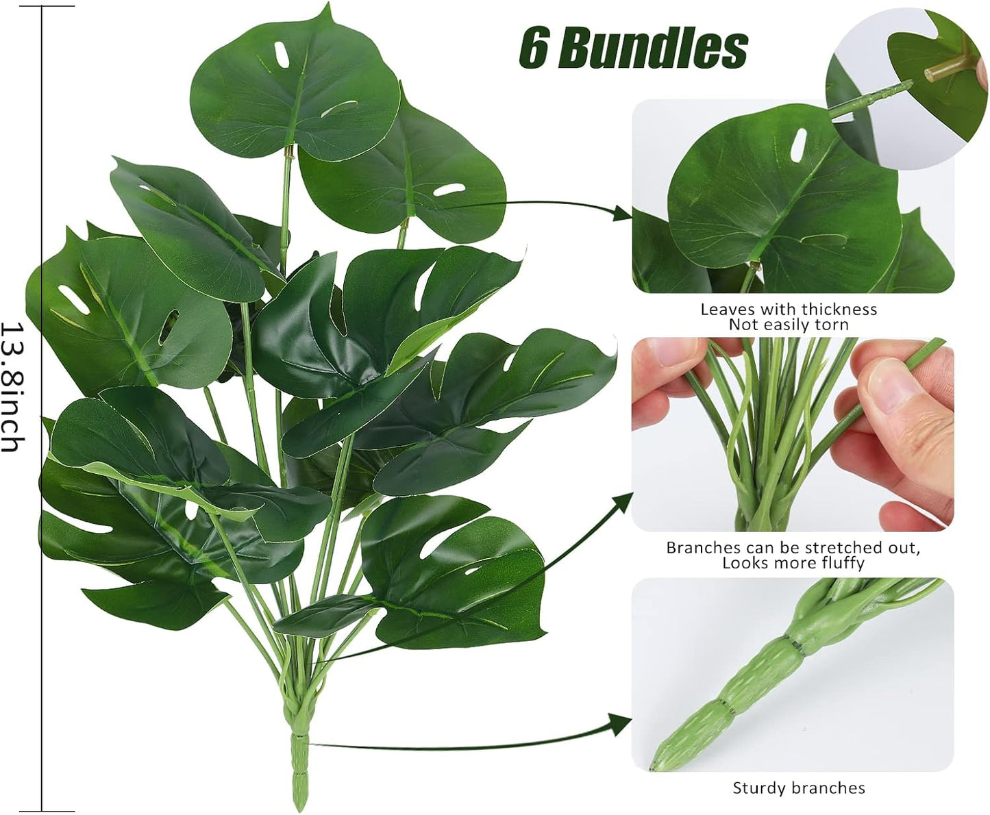 Artificial Large Palm Leaves Tree Plants 29in UV Resistant Greenery | Faux Tropical Monstera Turtle Leaf for Indoor Outdoor Home Garden Hawaiian Luau Jungle Beach Party Spring Summer Decoration