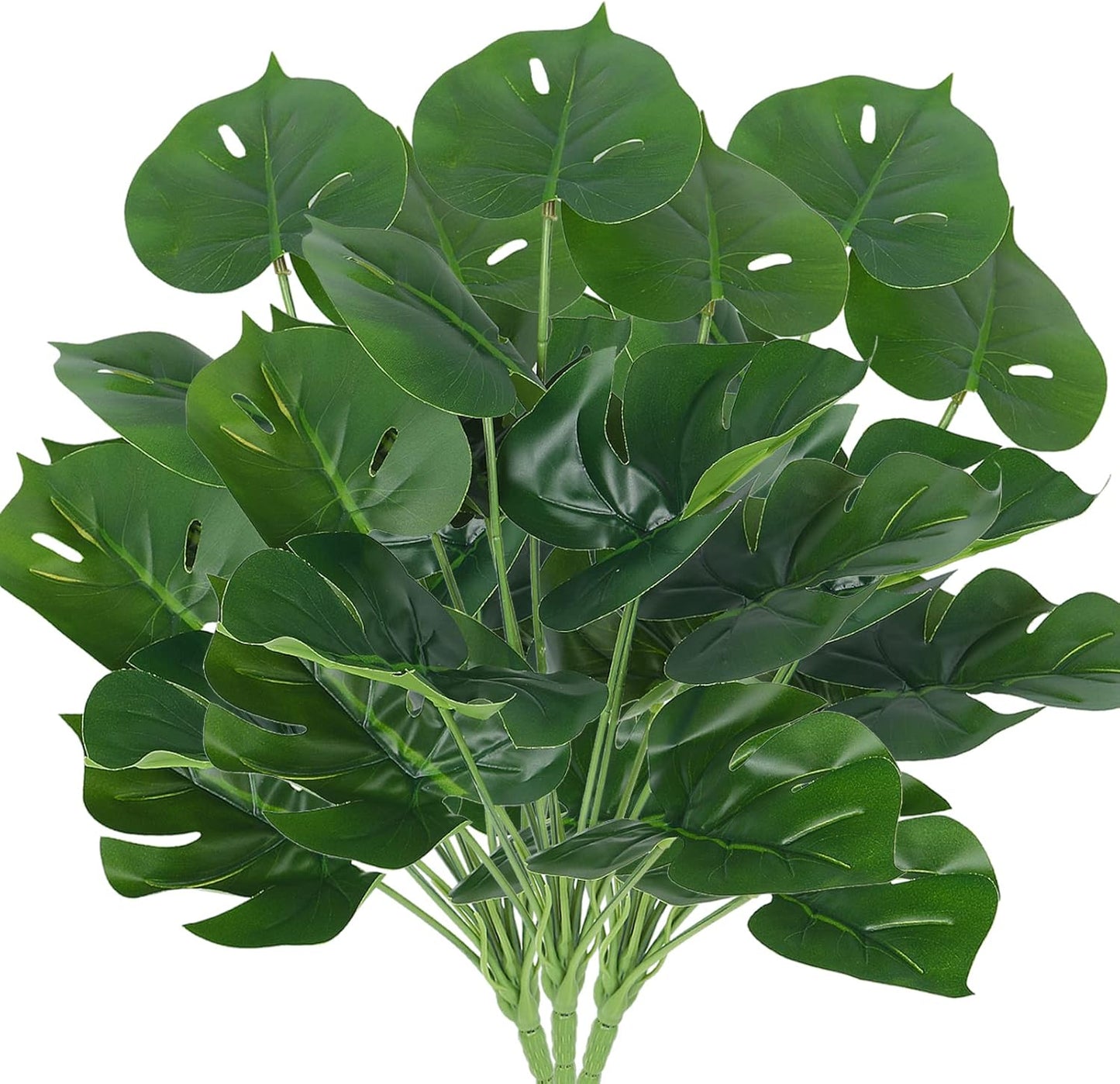 Artificial Large Palm Leaves Tree Plants 29in UV Resistant Greenery | Faux Tropical Monstera Turtle Leaf for Indoor Outdoor Home Garden Hawaiian Luau Jungle Beach Party Spring Summer Decoration