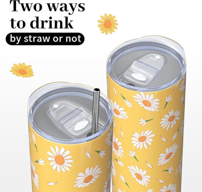 Lemon Gifts for Women, Lemon Tumbler 20oz Stainless Steel Insulated Cup Travel Mug Tumbler, Christmas Birthday Gifts for Women