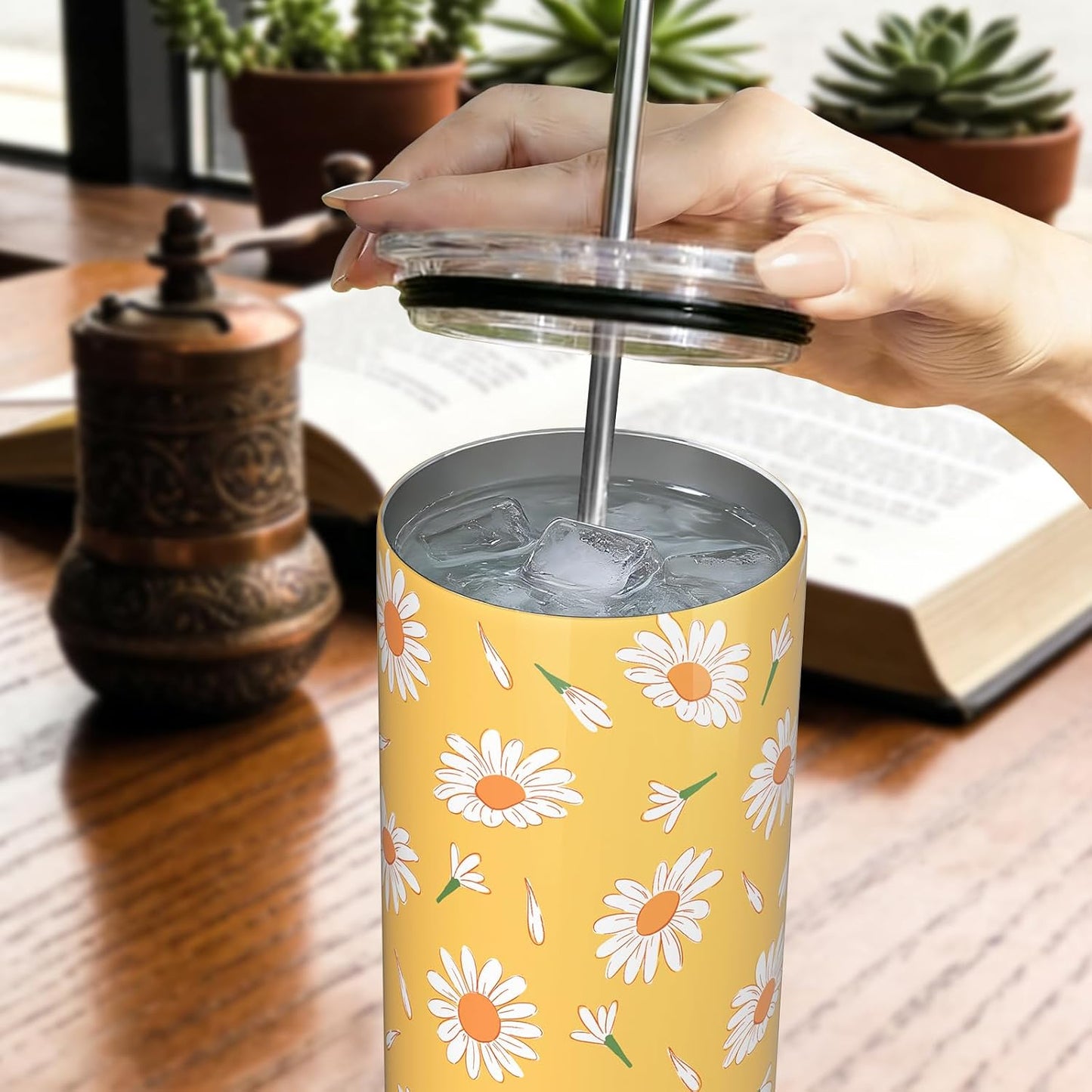 Lemon Gifts for Women, Lemon Tumbler 20oz Stainless Steel Insulated Cup Travel Mug Tumbler, Christmas Birthday Gifts for Women