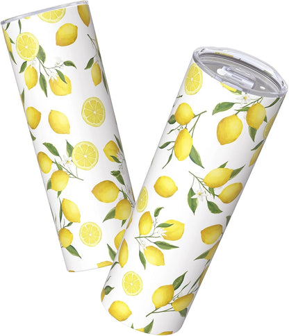 Lemon Gifts for Women, Lemon Tumbler 20oz Stainless Steel Insulated Cup Travel Mug Tumbler, Christmas Birthday Gifts for Women