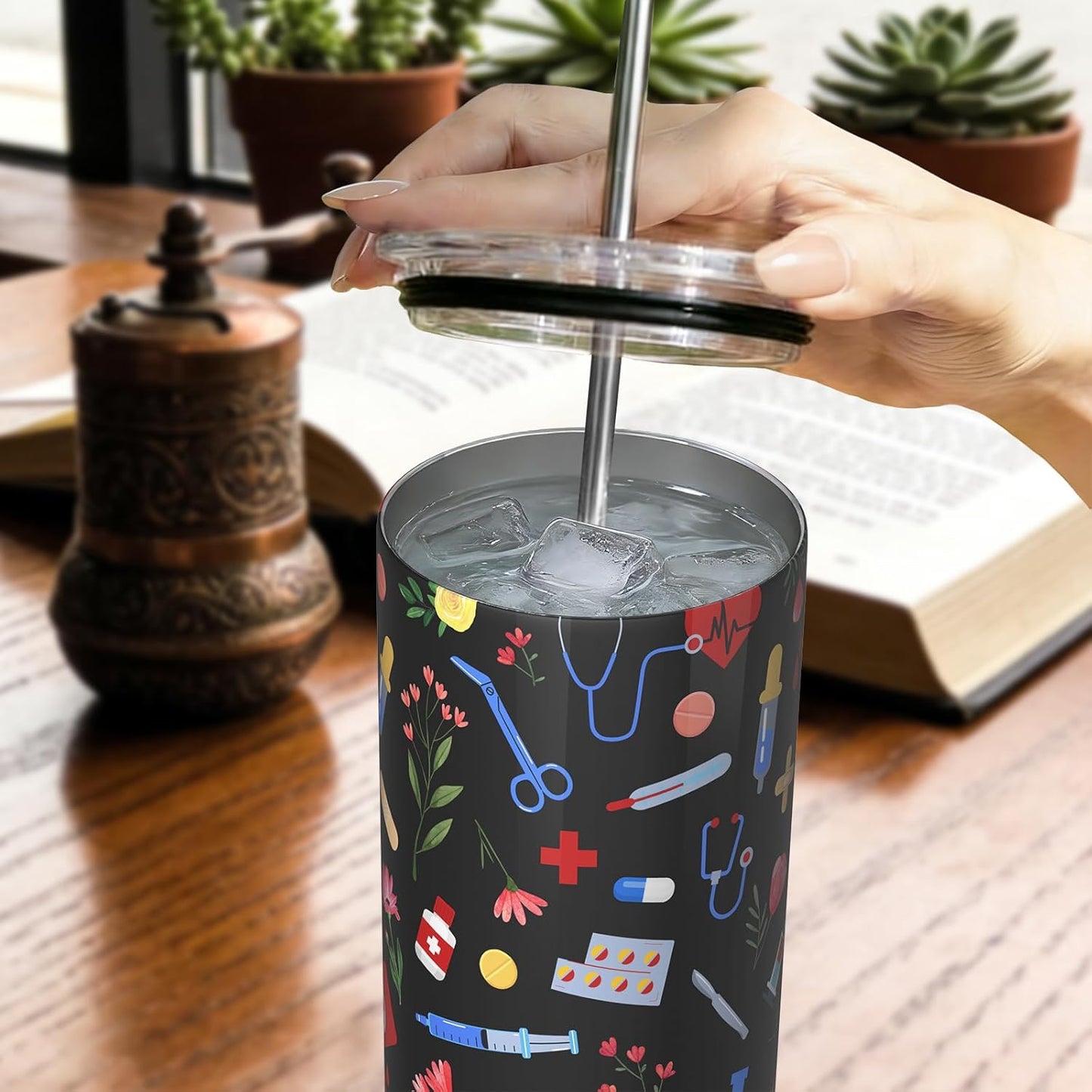 Lemon Gifts for Women, Lemon Tumbler 20oz Stainless Steel Insulated Cup Travel Mug Tumbler, Christmas Birthday Gifts for Women