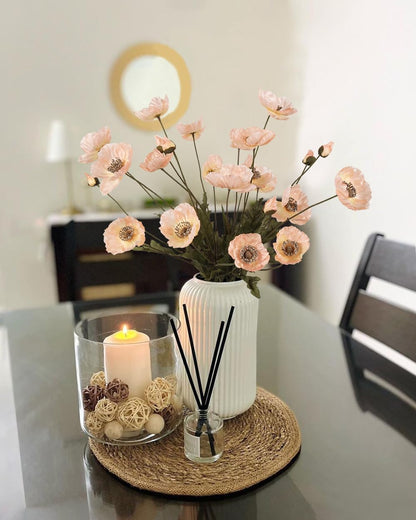 White Artificial Poppy Flowers 6pcs Poppies White Artificial Flowers with Stems Silk Flower Arrangements for Wedding Centerpieces for Home Table Bridal Shower Party Decorations (White)