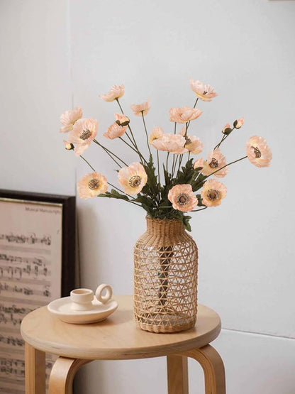 White Artificial Poppy Flowers 6pcs Poppies White Artificial Flowers with Stems Silk Flower Arrangements for Wedding Centerpieces for Home Table Bridal Shower Party Decorations (White)