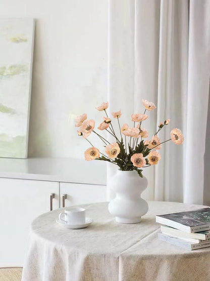 White Artificial Poppy Flowers 6pcs Poppies White Artificial Flowers with Stems Silk Flower Arrangements for Wedding Centerpieces for Home Table Bridal Shower Party Decorations (White)