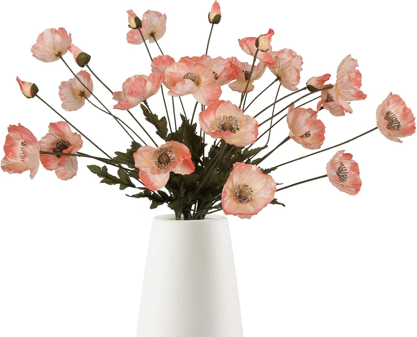 White Artificial Poppy Flowers 6pcs Poppies White Artificial Flowers with Stems Silk Flower Arrangements for Wedding Centerpieces for Home Table Bridal Shower Party Decorations (White)