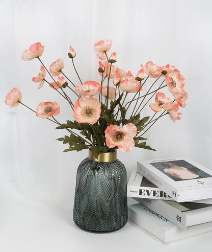White Artificial Poppy Flowers 6pcs Poppies White Artificial Flowers with Stems Silk Flower Arrangements for Wedding Centerpieces for Home Table Bridal Shower Party Decorations (White)