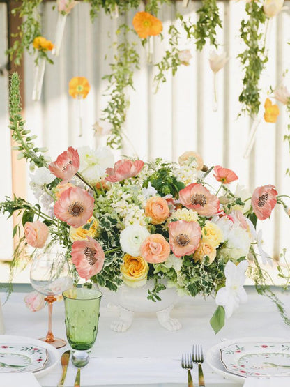 White Artificial Poppy Flowers 6pcs Poppies White Artificial Flowers with Stems Silk Flower Arrangements for Wedding Centerpieces for Home Table Bridal Shower Party Decorations (White)
