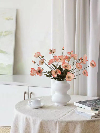 White Artificial Poppy Flowers 6pcs Poppies White Artificial Flowers with Stems Silk Flower Arrangements for Wedding Centerpieces for Home Table Bridal Shower Party Decorations (White)