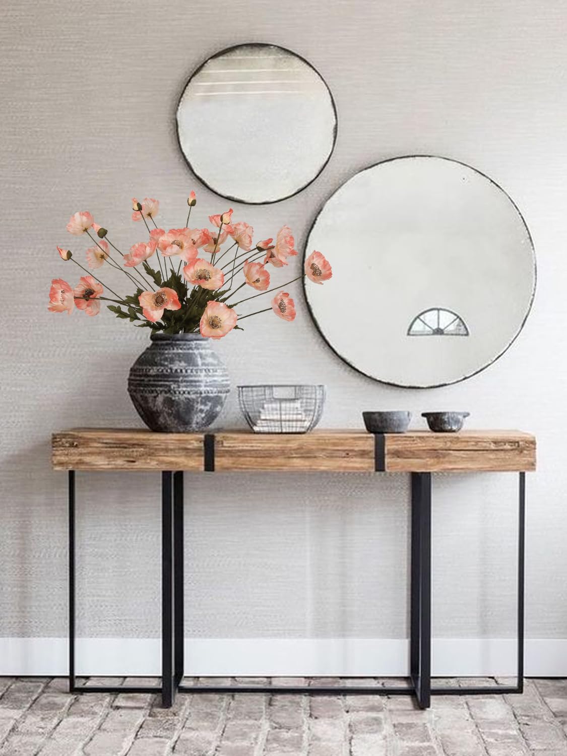 White Artificial Poppy Flowers 6pcs Poppies White Artificial Flowers with Stems Silk Flower Arrangements for Wedding Centerpieces for Home Table Bridal Shower Party Decorations (White)