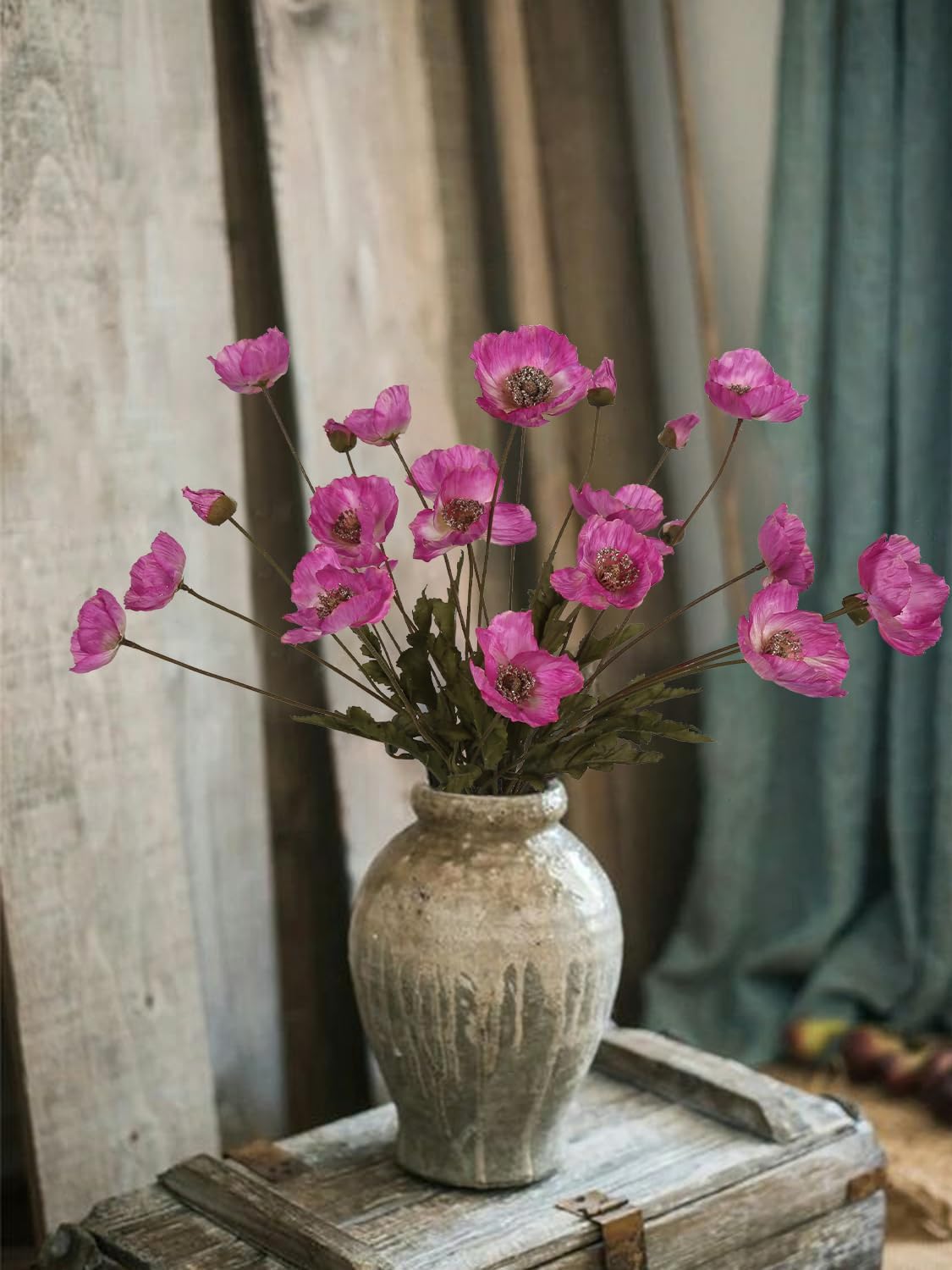 White Artificial Poppy Flowers 6pcs Poppies White Artificial Flowers with Stems Silk Flower Arrangements for Wedding Centerpieces for Home Table Bridal Shower Party Decorations (White)