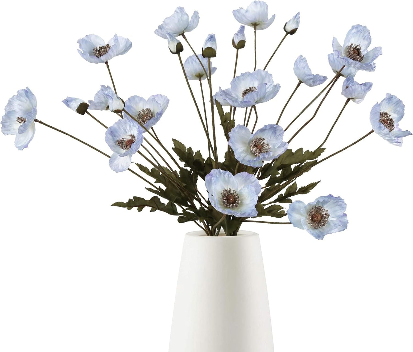 White Artificial Poppy Flowers 6pcs Poppies White Artificial Flowers with Stems Silk Flower Arrangements for Wedding Centerpieces for Home Table Bridal Shower Party Decorations (White)