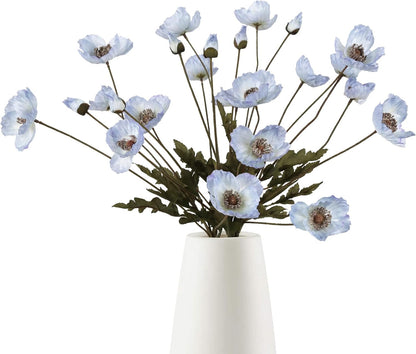 White Artificial Poppy Flowers 6pcs Poppies White Artificial Flowers with Stems Silk Flower Arrangements for Wedding Centerpieces for Home Table Bridal Shower Party Decorations (White)