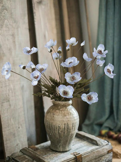 White Artificial Poppy Flowers 6pcs Poppies White Artificial Flowers with Stems Silk Flower Arrangements for Wedding Centerpieces for Home Table Bridal Shower Party Decorations (White)