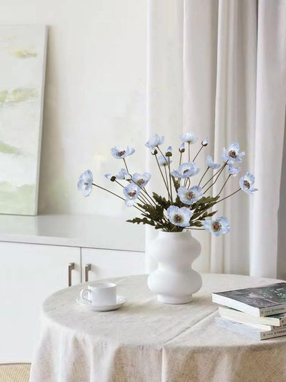 White Artificial Poppy Flowers 6pcs Poppies White Artificial Flowers with Stems Silk Flower Arrangements for Wedding Centerpieces for Home Table Bridal Shower Party Decorations (White)