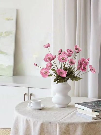 White Artificial Poppy Flowers 6pcs Poppies White Artificial Flowers with Stems Silk Flower Arrangements for Wedding Centerpieces for Home Table Bridal Shower Party Decorations (White)