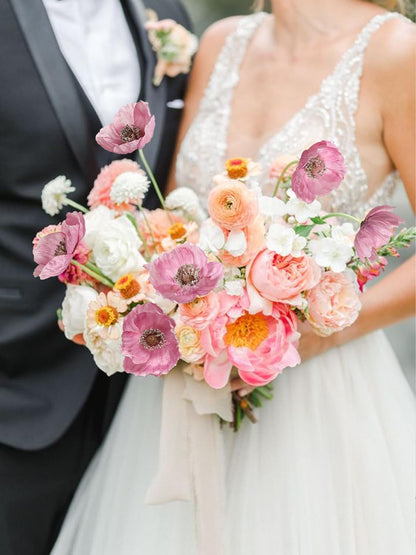 White Artificial Poppy Flowers 6pcs Poppies White Artificial Flowers with Stems Silk Flower Arrangements for Wedding Centerpieces for Home Table Bridal Shower Party Decorations (White)