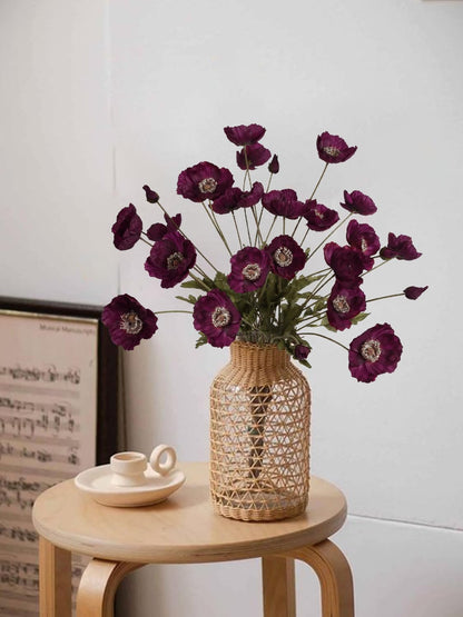White Artificial Poppy Flowers 6pcs Poppies White Artificial Flowers with Stems Silk Flower Arrangements for Wedding Centerpieces for Home Table Bridal Shower Party Decorations (White)