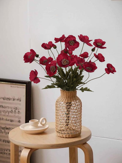 White Artificial Poppy Flowers 6pcs Poppies White Artificial Flowers with Stems Silk Flower Arrangements for Wedding Centerpieces for Home Table Bridal Shower Party Decorations (White)