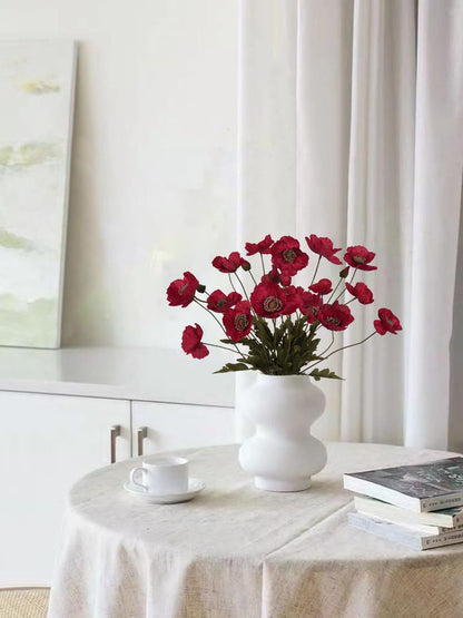 White Artificial Poppy Flowers 6pcs Poppies White Artificial Flowers with Stems Silk Flower Arrangements for Wedding Centerpieces for Home Table Bridal Shower Party Decorations (White)