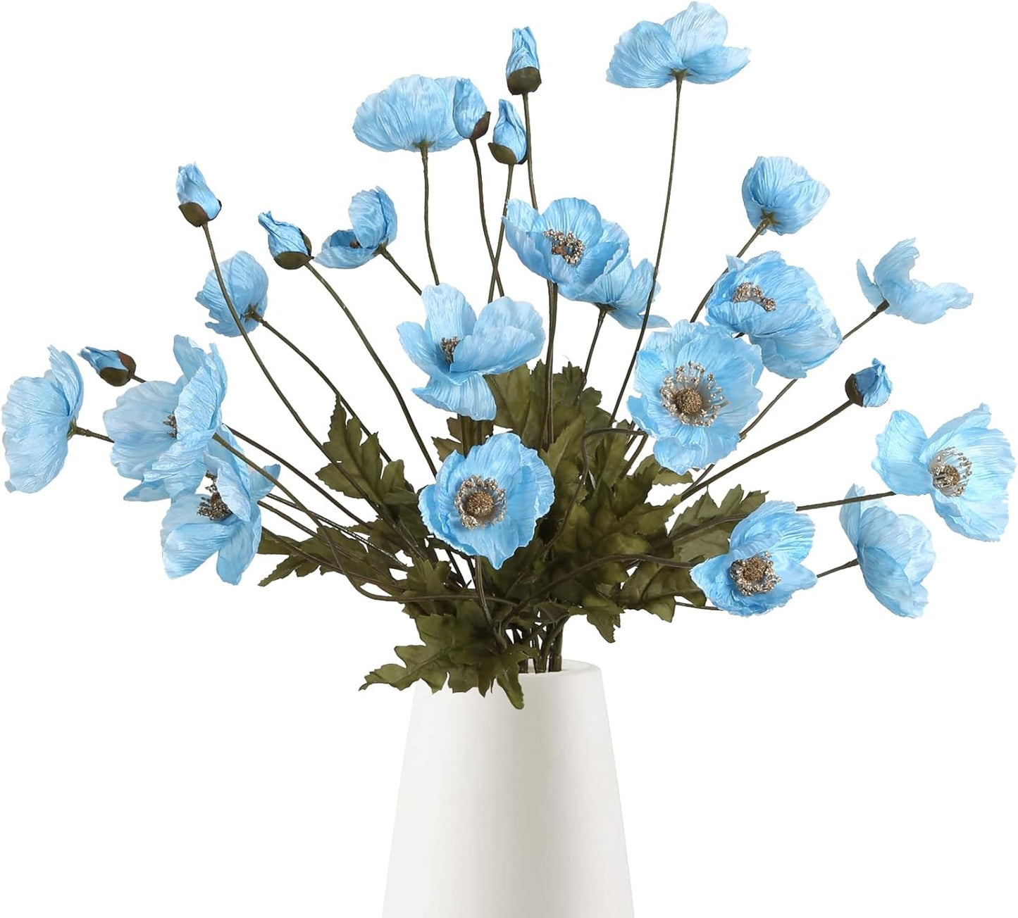 White Artificial Poppy Flowers 6pcs Poppies White Artificial Flowers with Stems Silk Flower Arrangements for Wedding Centerpieces for Home Table Bridal Shower Party Decorations (White)