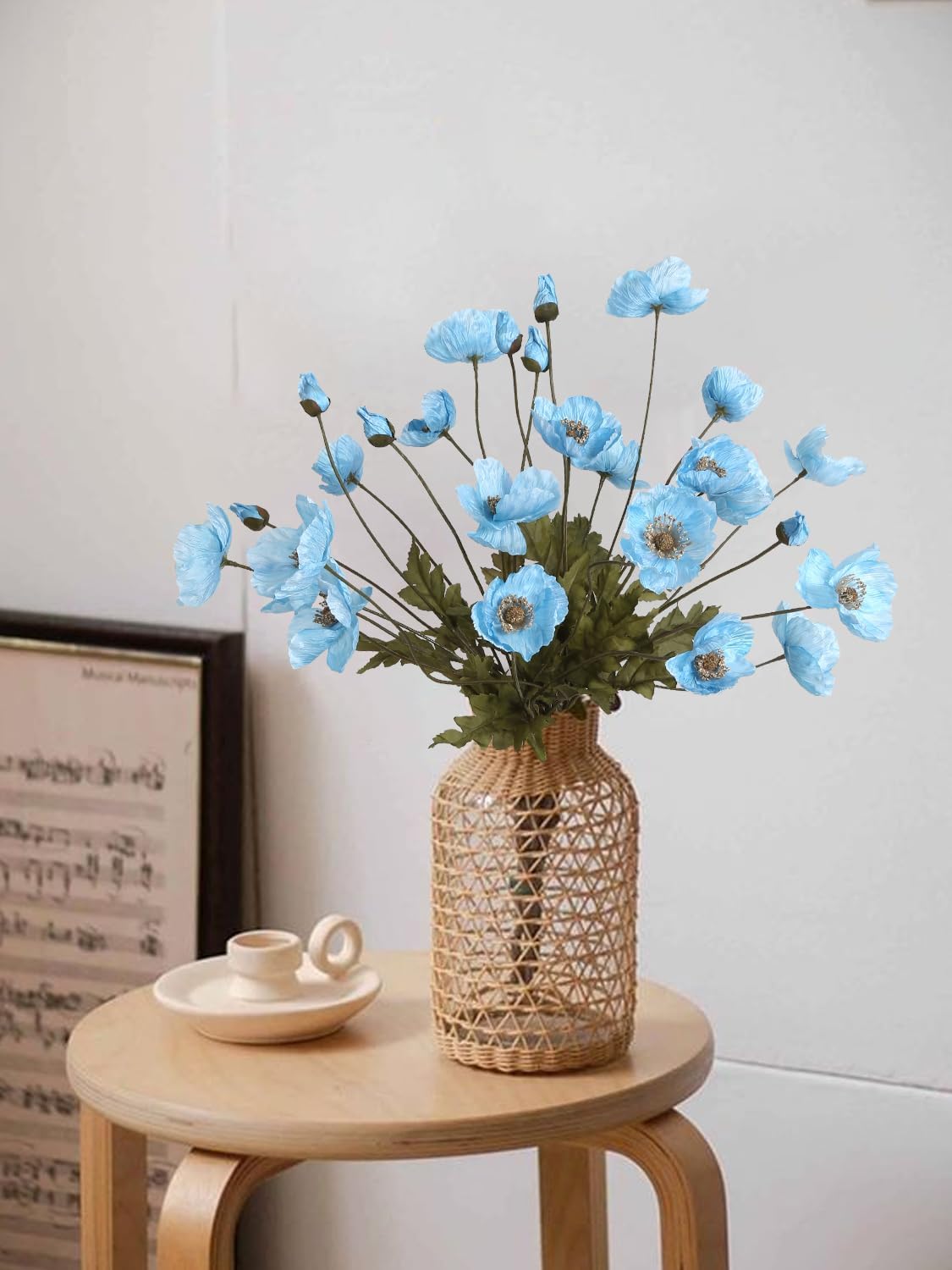 White Artificial Poppy Flowers 6pcs Poppies White Artificial Flowers with Stems Silk Flower Arrangements for Wedding Centerpieces for Home Table Bridal Shower Party Decorations (White)