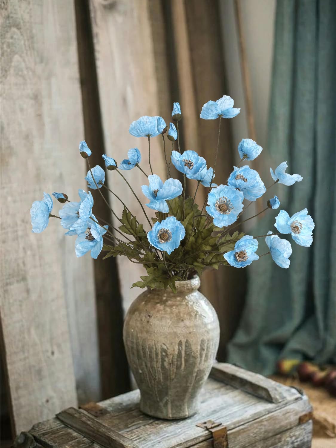 White Artificial Poppy Flowers 6pcs Poppies White Artificial Flowers with Stems Silk Flower Arrangements for Wedding Centerpieces for Home Table Bridal Shower Party Decorations (White)
