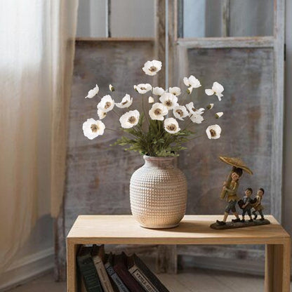 White Artificial Poppy Flowers 6pcs Poppies White Artificial Flowers with Stems Silk Flower Arrangements for Wedding Centerpieces for Home Table Bridal Shower Party Decorations (White)