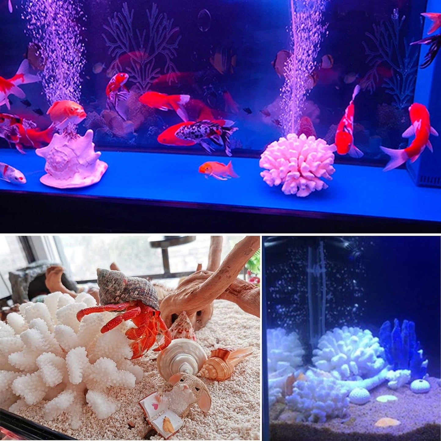 Pack of 2 Artificial Coral Ornament, Aquarium Resin Coral Decor Underwater Sea Plants Fish Tank Decoration Aquarium Plants