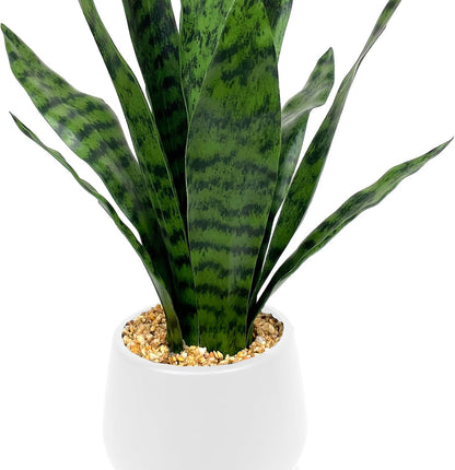 Artificial Plant 23.6" Fake Snake Plant Faux Plants Green Fake Succulent Potted for Bathroom Shelf Decor Desk Plant Home Office Decor