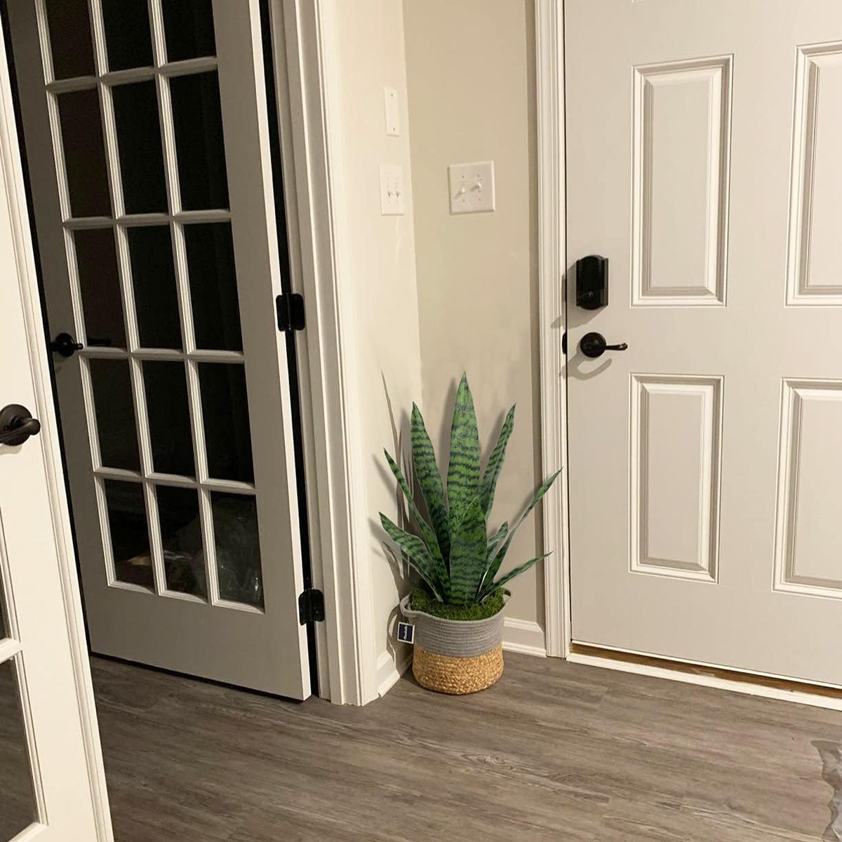 Artificial Plant 23.6" Fake Snake Plant Faux Plants Green Fake Succulent Potted for Bathroom Shelf Decor Desk Plant Home Office Decor