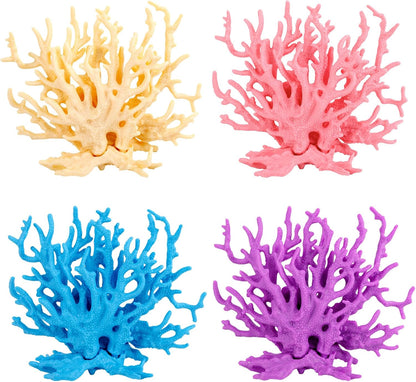 4 Pack Artificial Aquarium Coral Decor Plastic Faux Reef Decorative Cute Fish Tank Decorations