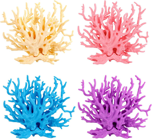 4 Pack Artificial Aquarium Coral Decor Plastic Faux Reef Decorative Cute Fish Tank Decorations