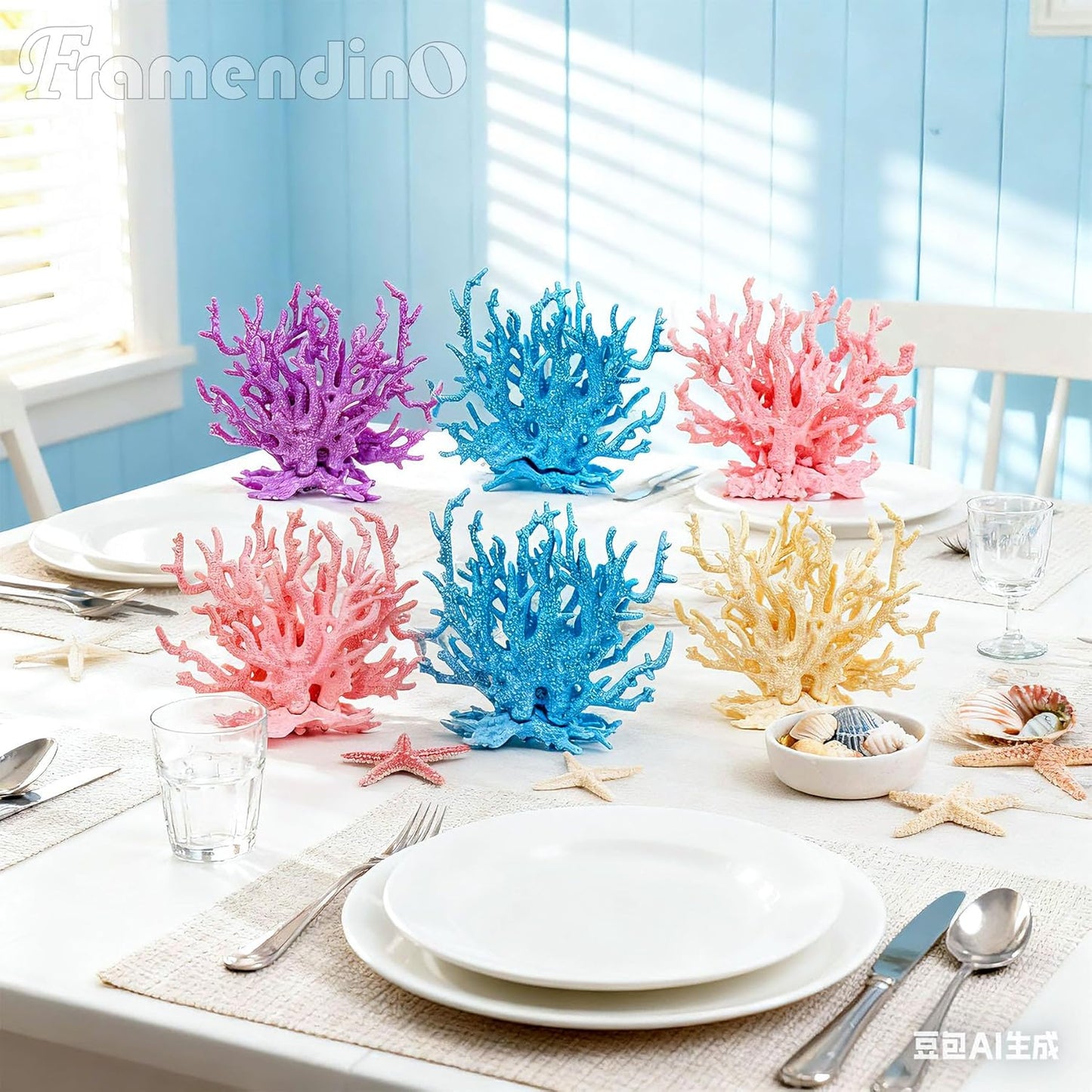 4 Pack Artificial Aquarium Coral Decor Plastic Faux Reef Decorative Cute Fish Tank Decorations