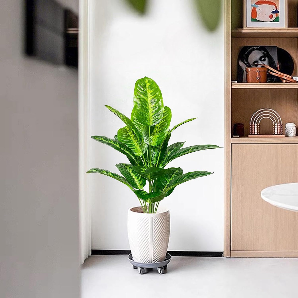 Artificial Plants in Pots Large Fake Tree Floor Faux Tropical Plants Decorative Greenry House Potted Tall for Home Office Living Room Decor Indoor Garden Outdoor (80cm Tropical Banana)