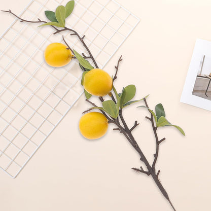37.4 Inch Artificial Lemon Fruit Branches Fake Greenery Decoration for Home Garden Patio Flower Arrangement Photography Props 3pcs